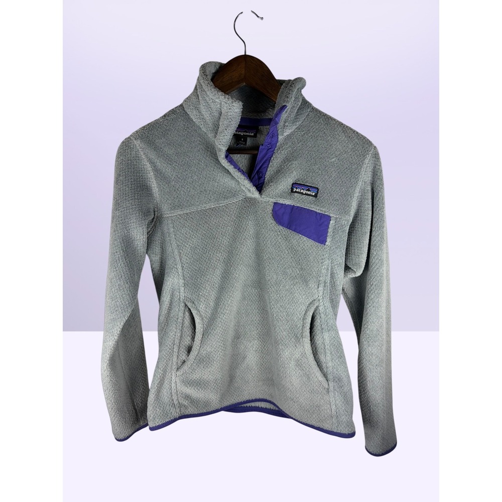 Patagonia Re-Tool Snap-T Fleece Pullover Grey Purple Womens Small 25442